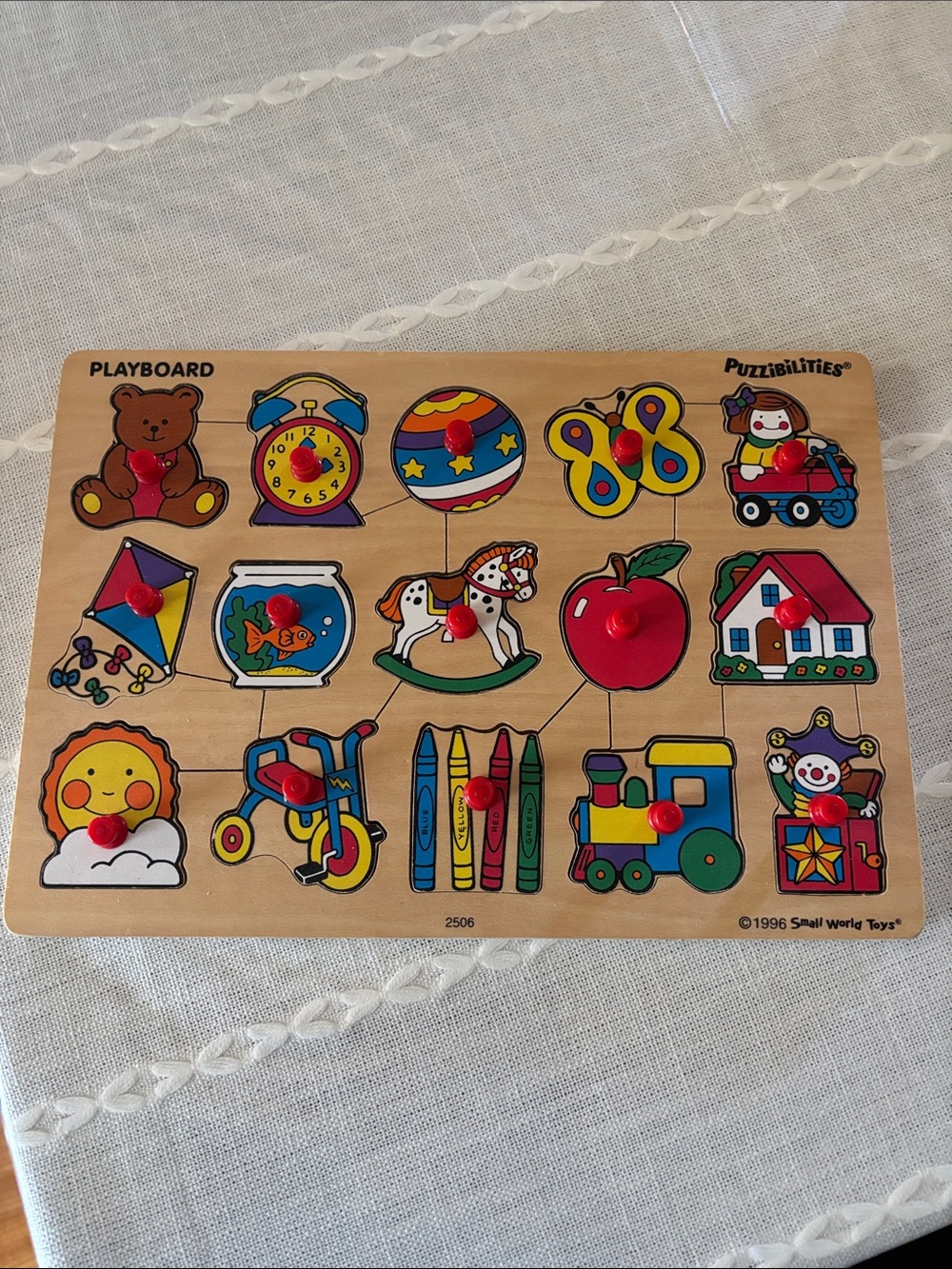 Vintage 1996 Wooden Peg Puzzle - Multicolor